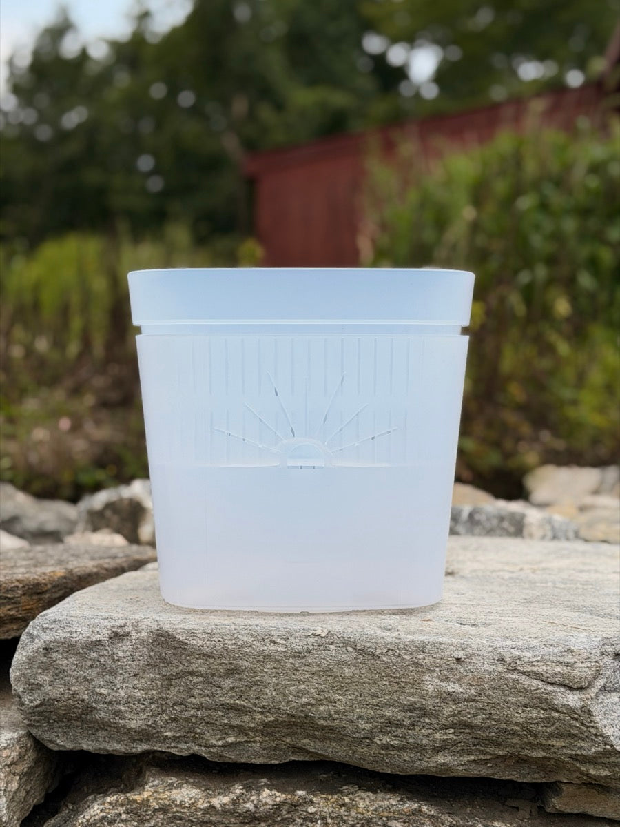 12" Transparent Clearly Earth planter assembled, front view