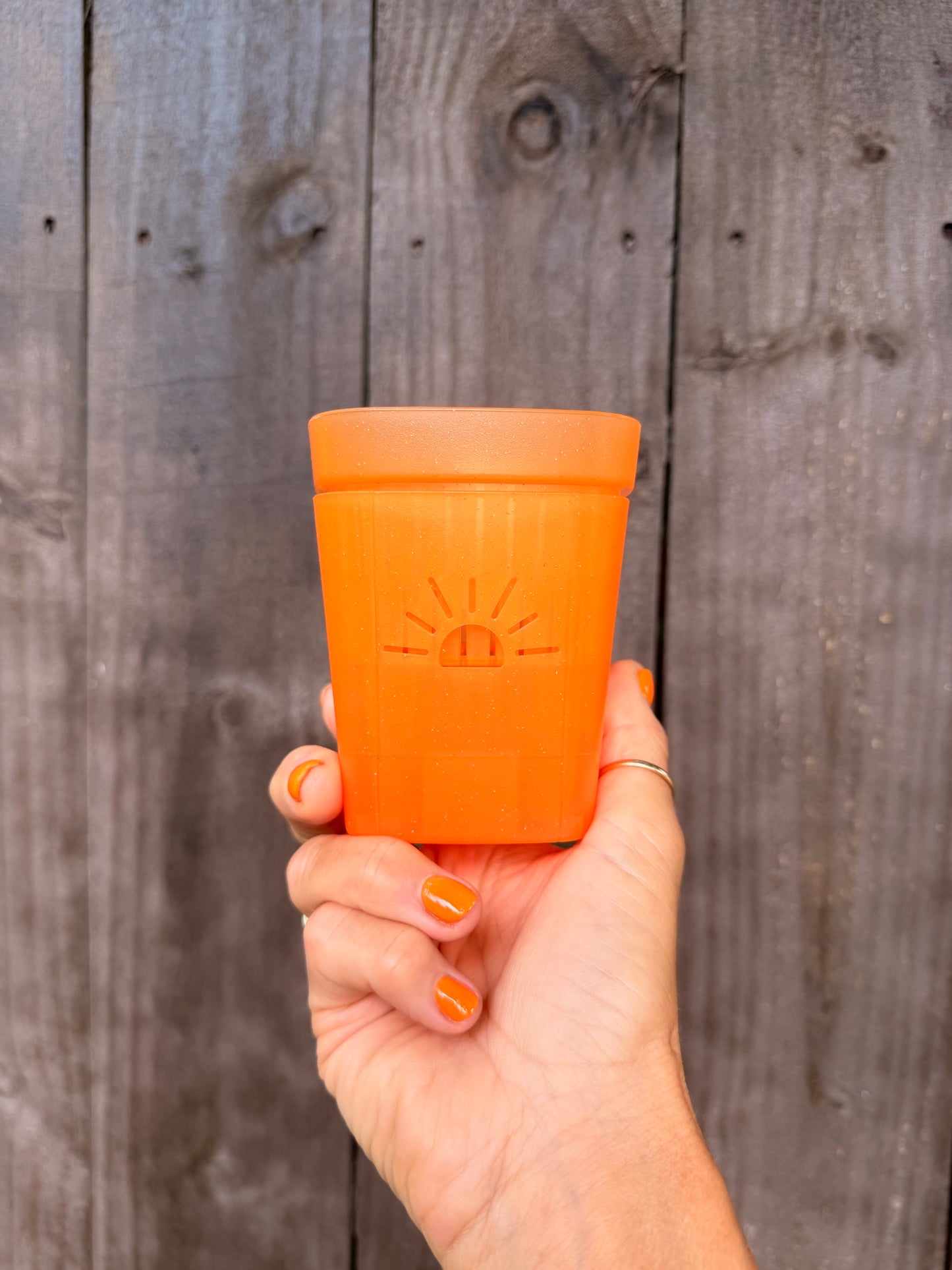 [SKU:3-1PK-Pumpkinsugar] 3 inch Pumpkin Sugar planter held in hand